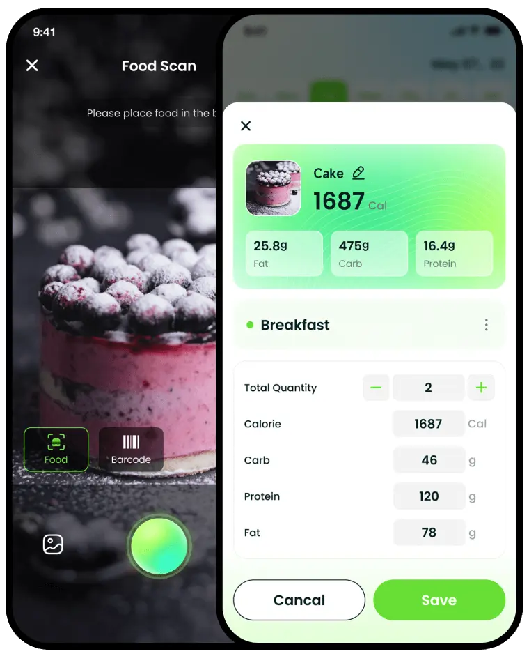 CalorieScan AI food scanning